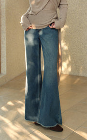 Sleepy Bunny High Waist Wide Leg Denim Pants