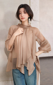 Sleepy Bunny Mistfall Asymmetric Chiffon Tunic