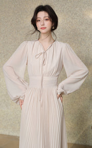 Sleepy Bunny Nude Pink Pleated Halter Maxi Dress