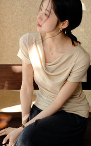 Sleepy Bunny Wool Blend Morning Whisper Draped Neck Tee