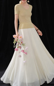 Sleepy Bunny Ethereal Layered Chiffon Maxi Skirt with Flowing A-Line Silhouette