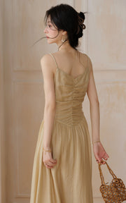 Sleepy Bunny Pearl Button Knit Cardigan & Ruched Slip Dress Set