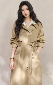 Sleepy Bunny Autumn Letter Belted Trench Coat