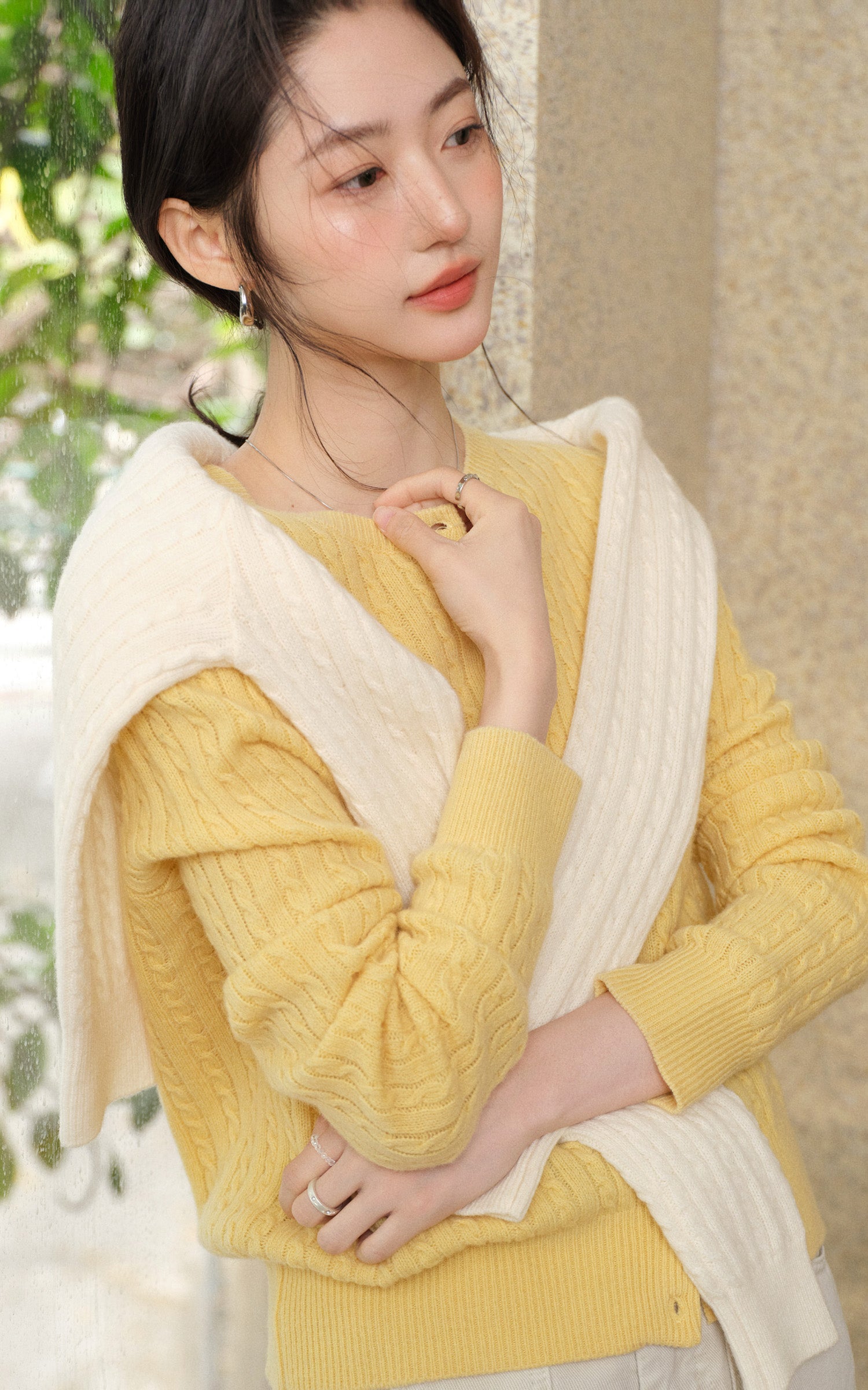 Sleepy Bunny Merino Wool Cable-Knit Cardigan