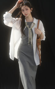 Sleepy Bunny Minimalist Sheer Cotton Blend Oversized Shirt with Classic Collar and Relaxed Silhouette