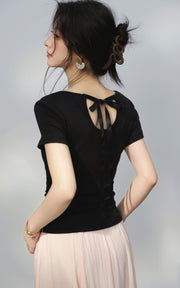 Sleepy Bunny Scoop-Neck Tie-Back Top & Flowing Maxi Skirt Set