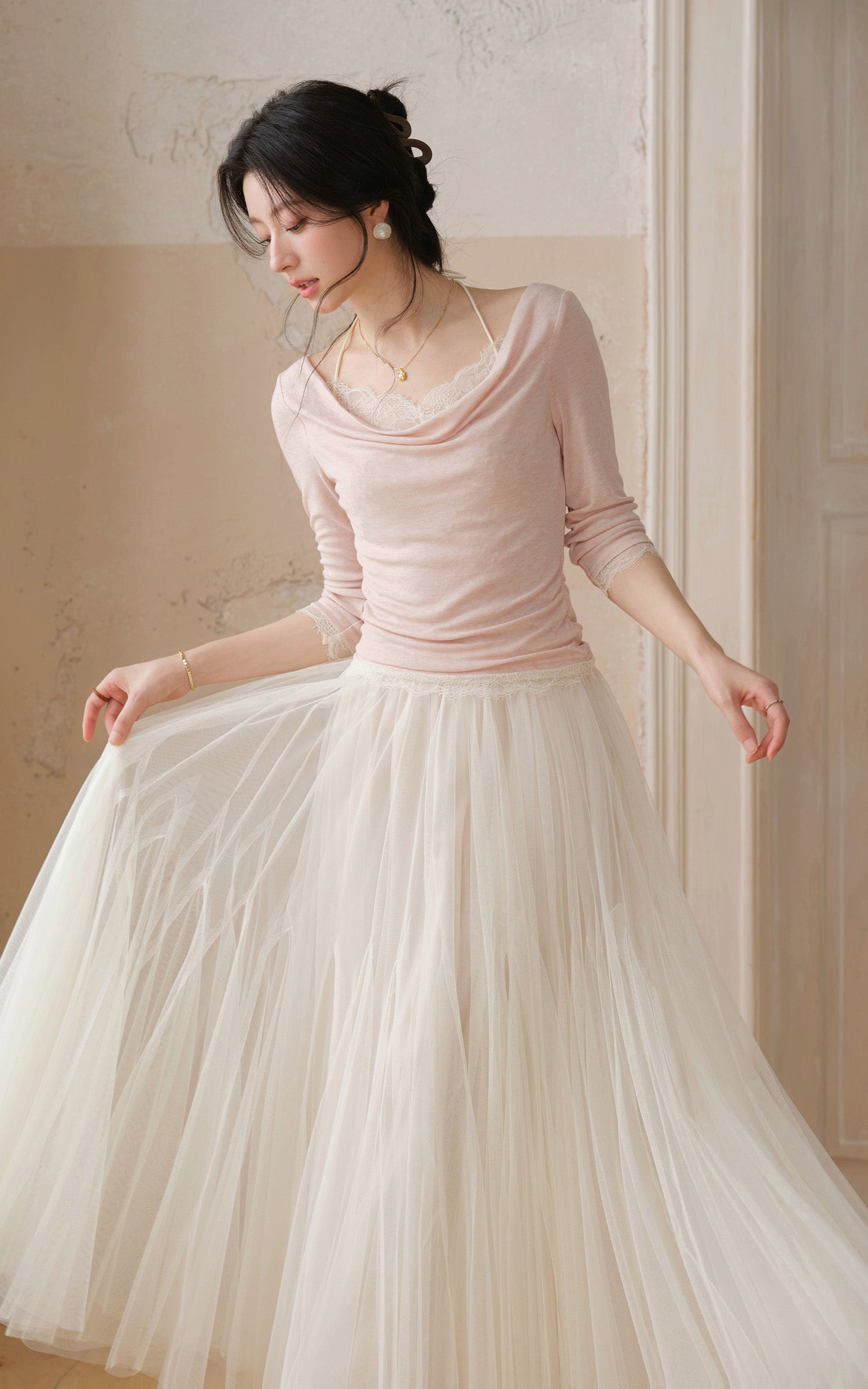 Sleepy Bunny Soft Layered Tulle A-Line Maxi Skirt