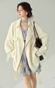 Sleepy Bunny Bluebell Whisper Floral Dress & Soft Ivory Trench Coat Set