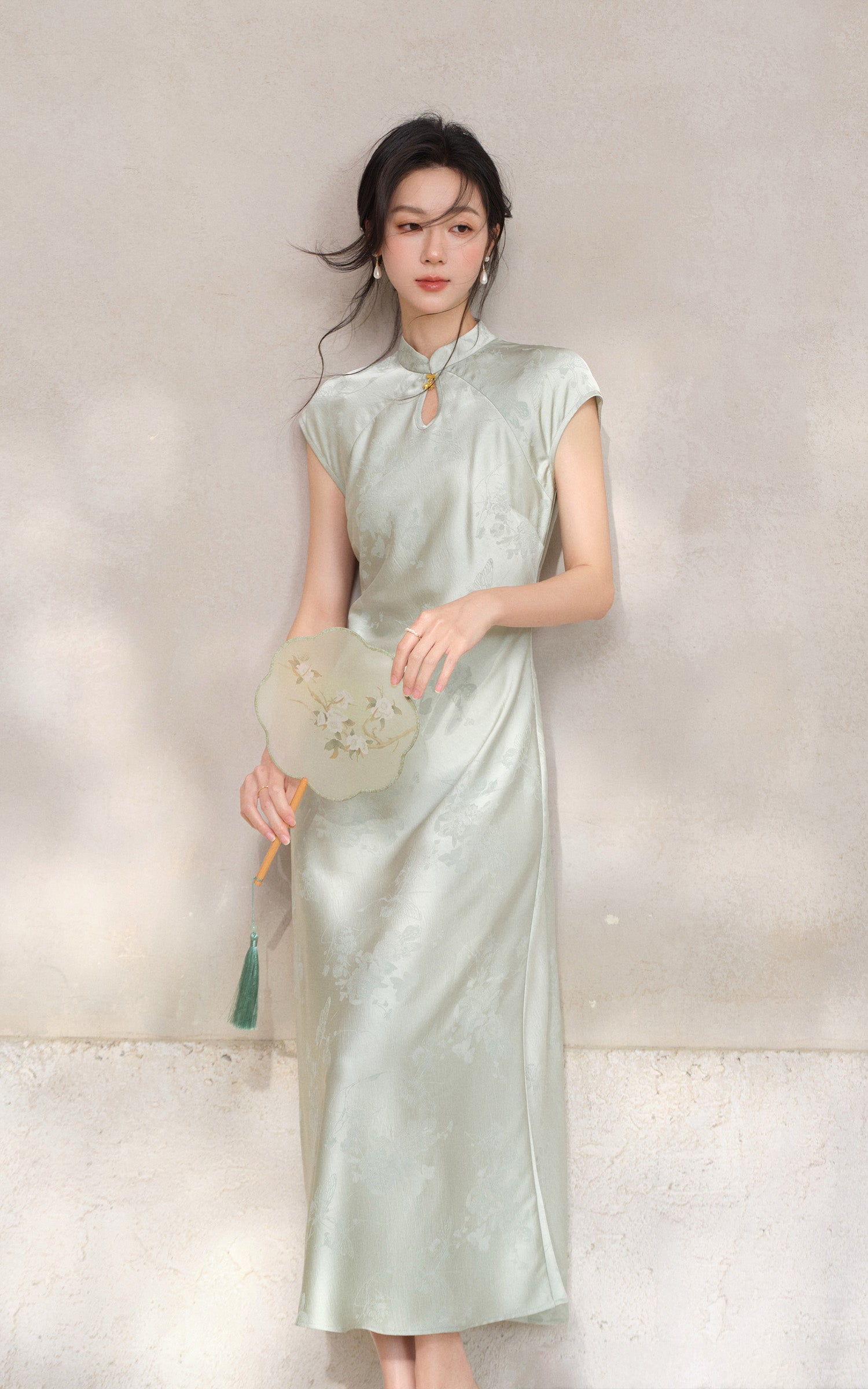 Sleepy Bunny Whispering Bloom Jacquard Cheongsam Dress
