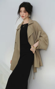 Sleepy Bunny Oversized Double Breasted Belted Trench Jacket